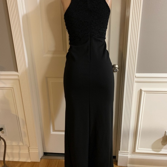 Women’s junior black lace top halter maxi bodycon dress size (S) sleeveless - Picture 9 of 10
